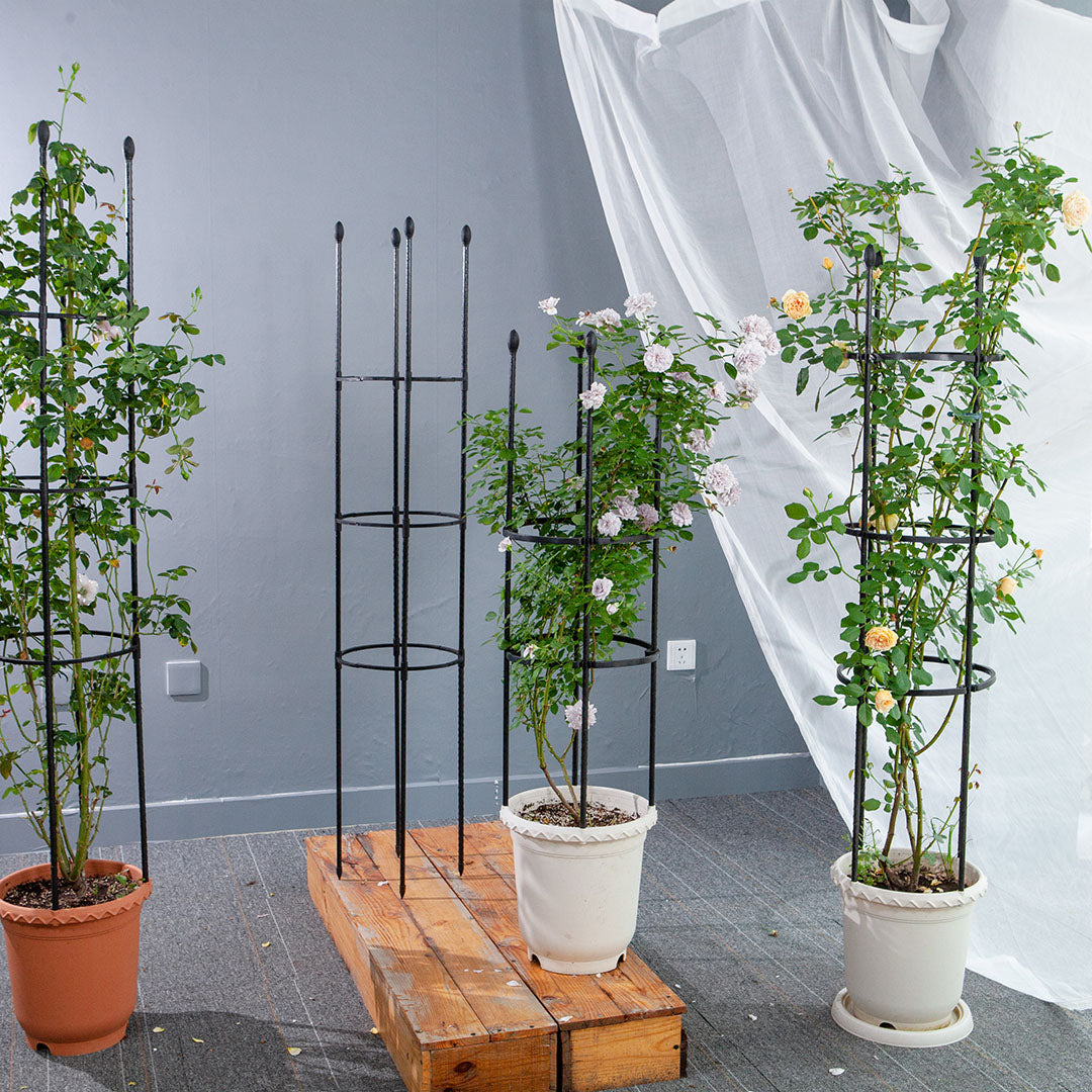 133cm 4-Bar Plant Frame Stand Trellis Vegetable Flower Herbs Outdoor Vine Support Garden Rack with Rings