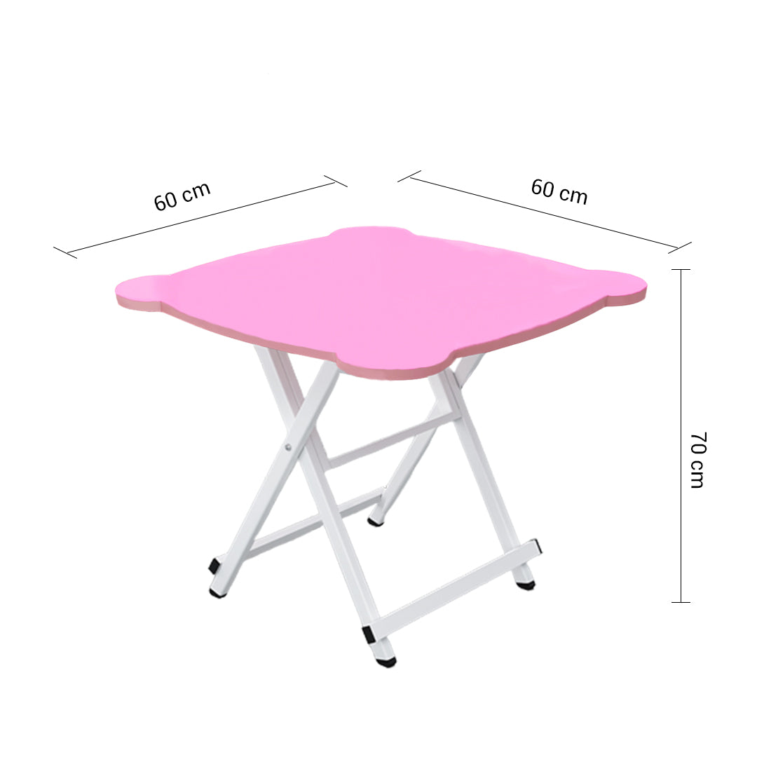 2X Pink Minimalist Cat Ear Folding Table Indoor Outdoor Portable Stall Desk Home Decor