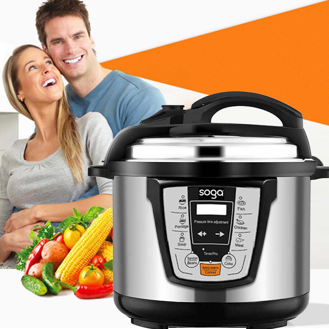 Soga Electric Stainless Steel Pressure Cooker 12 L 1600 W Multicooker 16