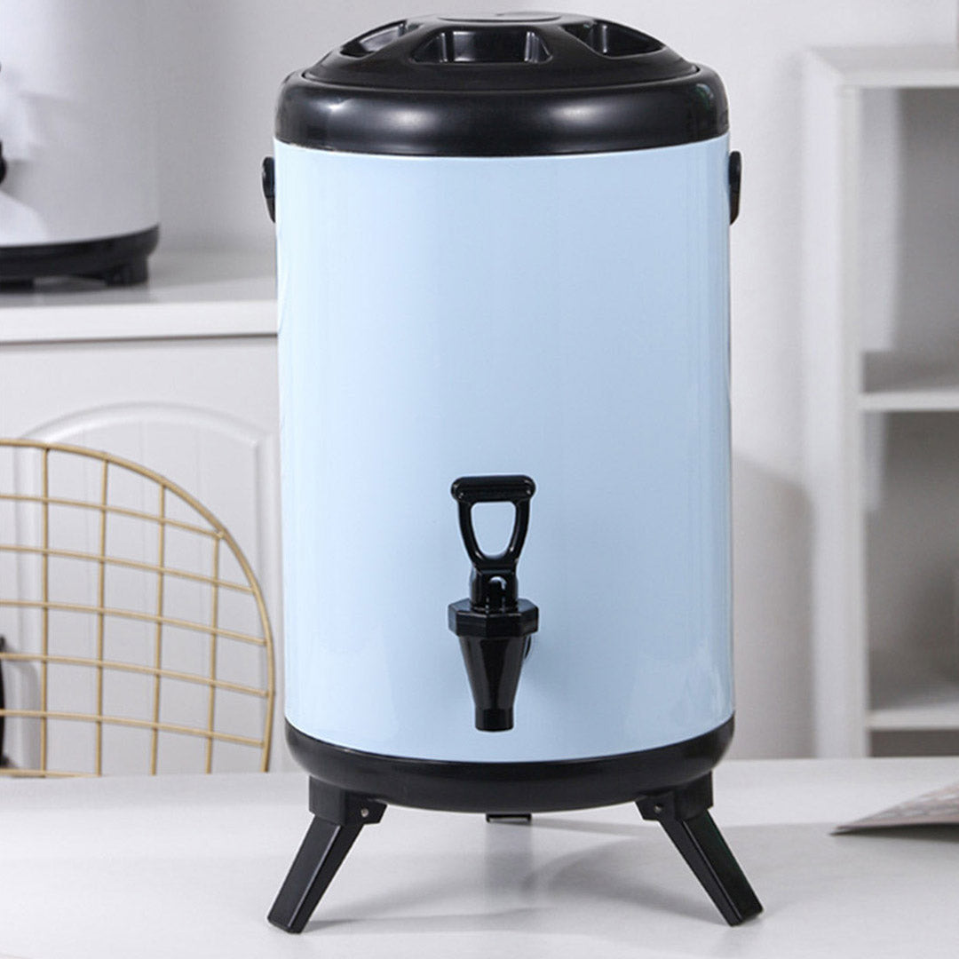 Soga 4 X 8 L Stainless Steel Insulated Milk Tea Barrel Hot And Cold Beverage Dispenser Container With Faucet White