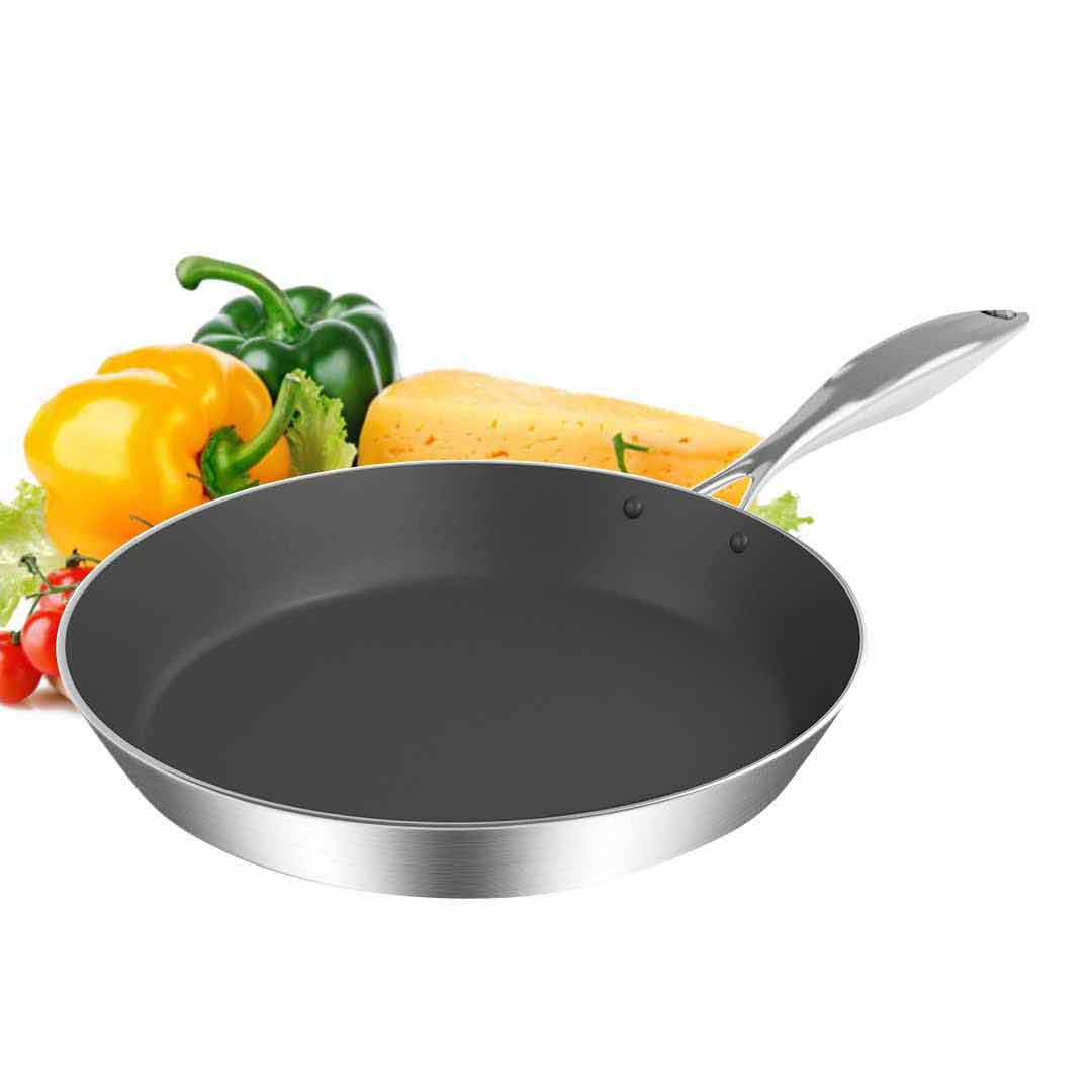 Soga Stainless Steel Fry Pan 22cm Frying Pan Induction Fry Pan Non Stick Interior