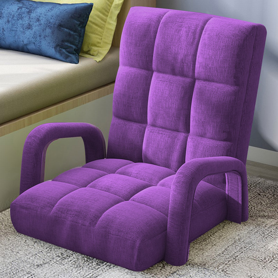 Soga Foldable Lounge Cushion Adjustable Floor Lazy Recliner Chair With Armrest Purple