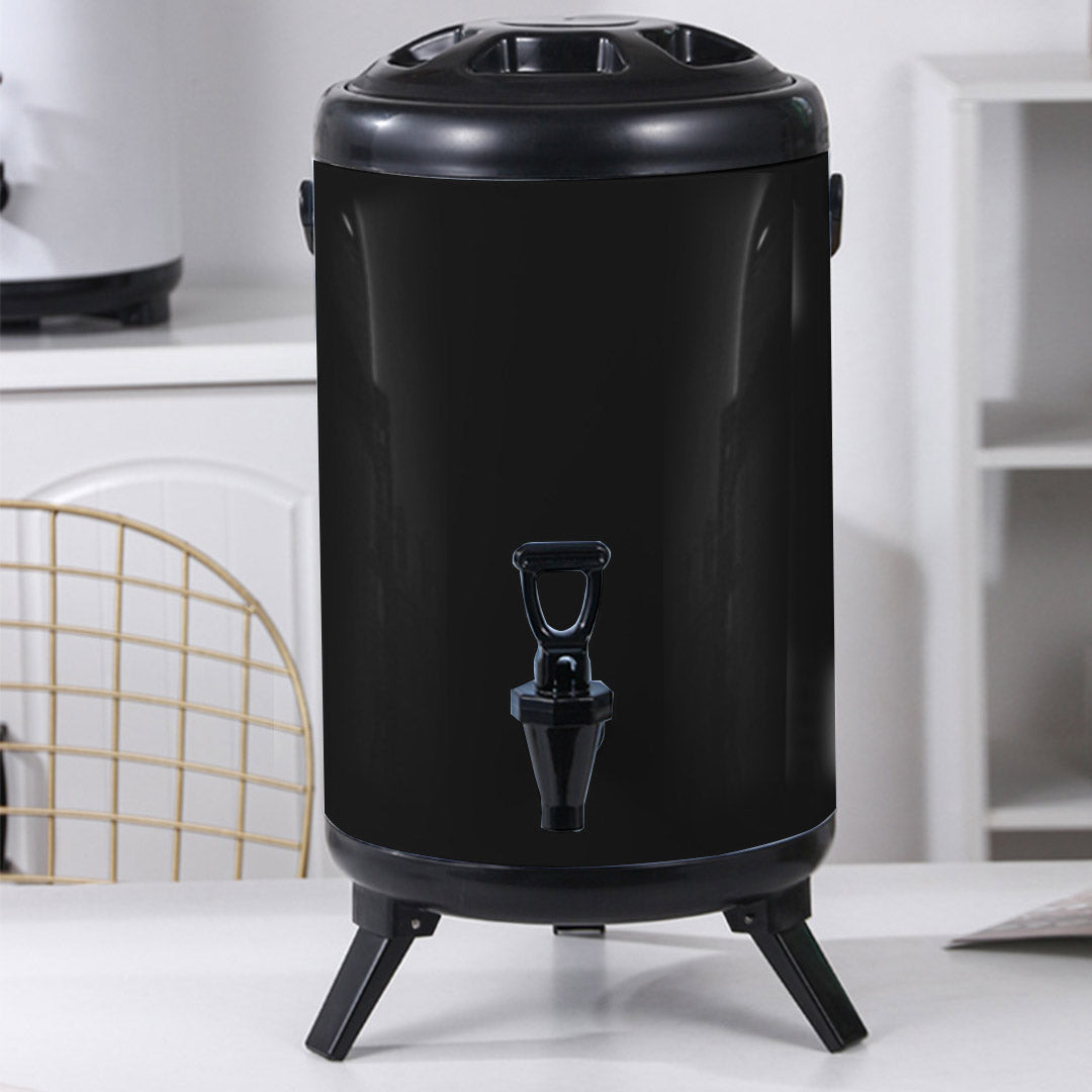 Soga 8 X 18 L Stainless Steel Insulated Milk Tea Barrel Hot And Cold Beverage Dispenser Container With Faucet Black