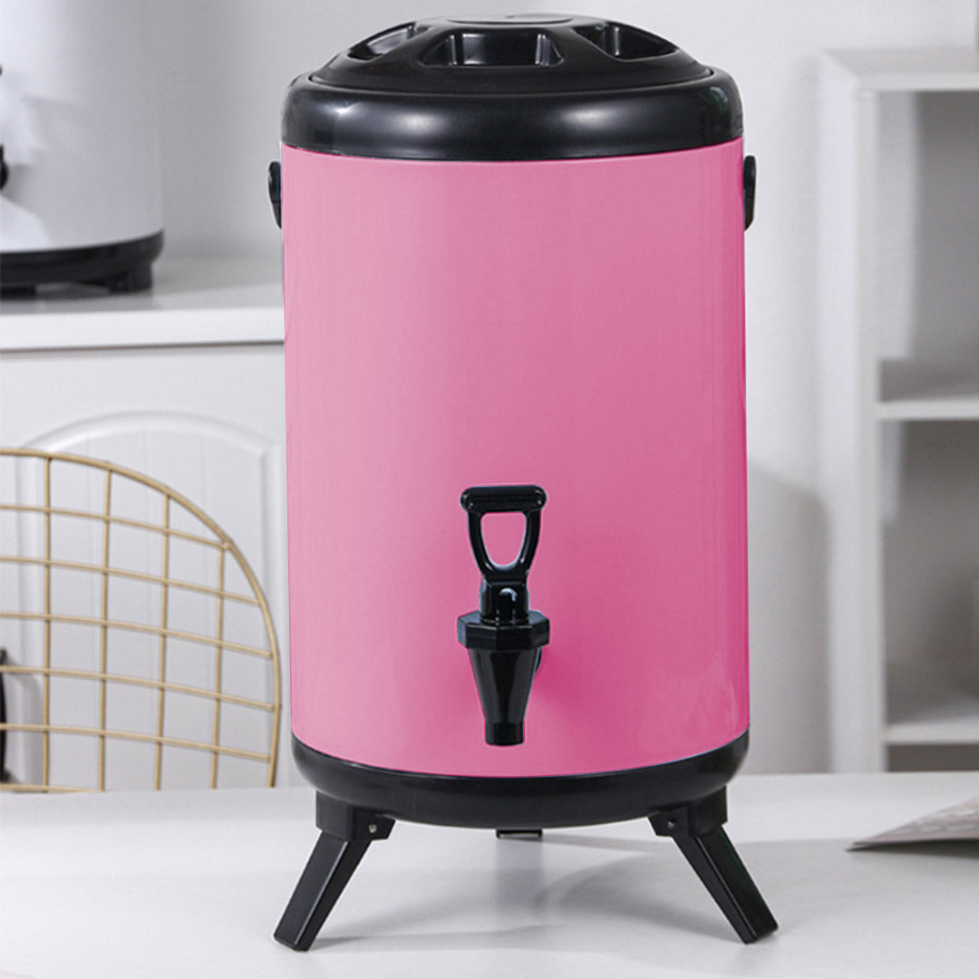 Soga 2 X 12 L Stainless Steel Insulated Milk Tea Barrel Hot And Cold Beverage Dispenser Container With Faucet Pink