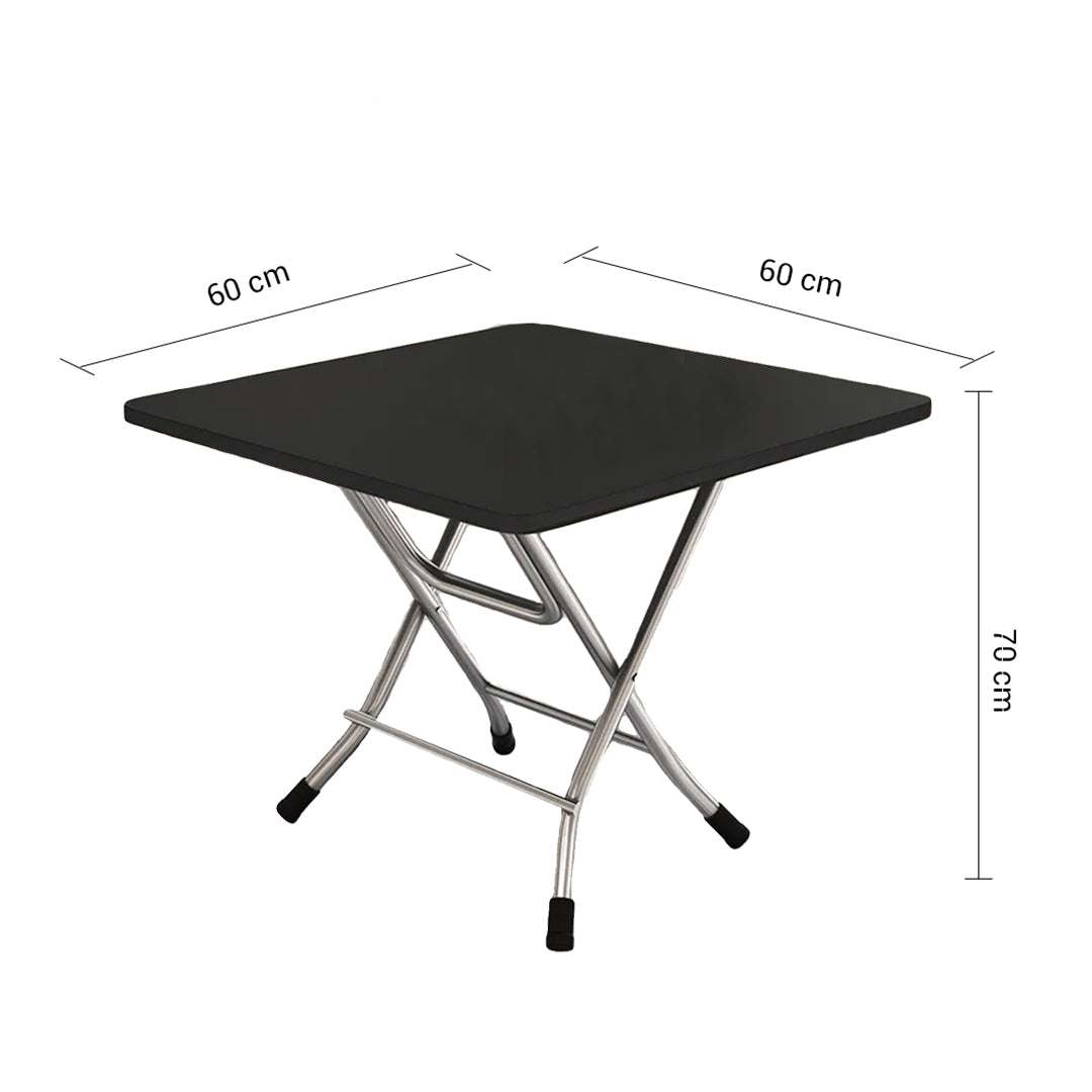 Black Portable Square Table Standing Legs Foldable Furniture Home Decor