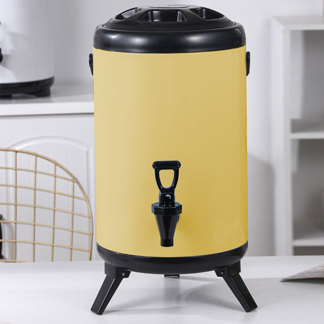 Soga 10 L Stainless Steel Insulated Milk Tea Barrel Hot And Cold Beverage Dispenser Container With Faucet Yellow