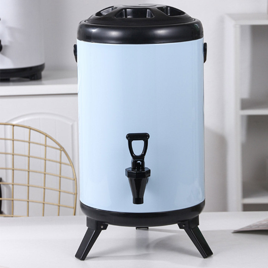 Soga 2 X 10 L Stainless Steel Insulated Milk Tea Barrel Hot And Cold Beverage Dispenser Container With Faucet White