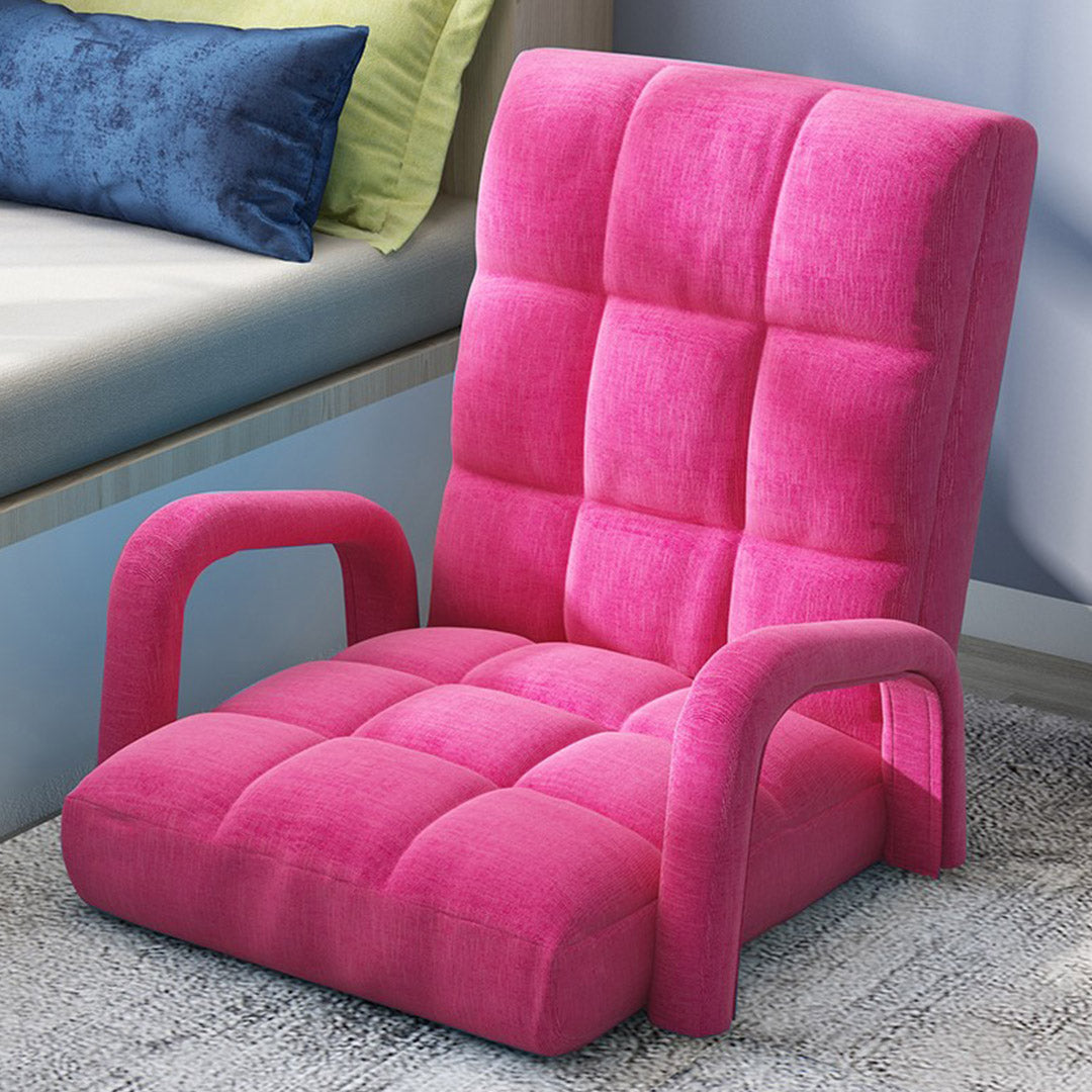 Soga Foldable Lounge Cushion Adjustable Floor Lazy Recliner Chair With Armrest Pink