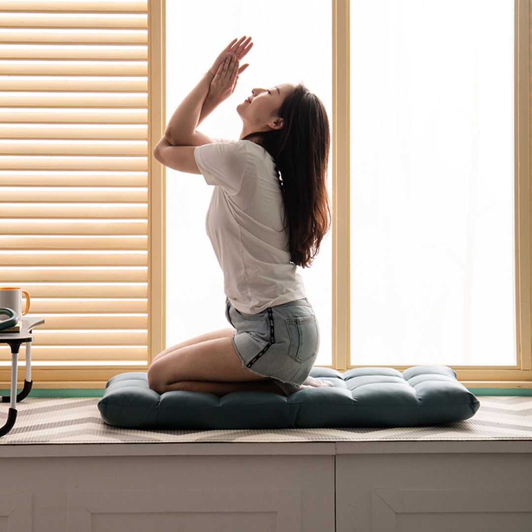 Green Lounge Floor Recliner Adjustable Gaming Sofa Bed Foldable Indoor Outdoor Backrest Seat Home Office Decor