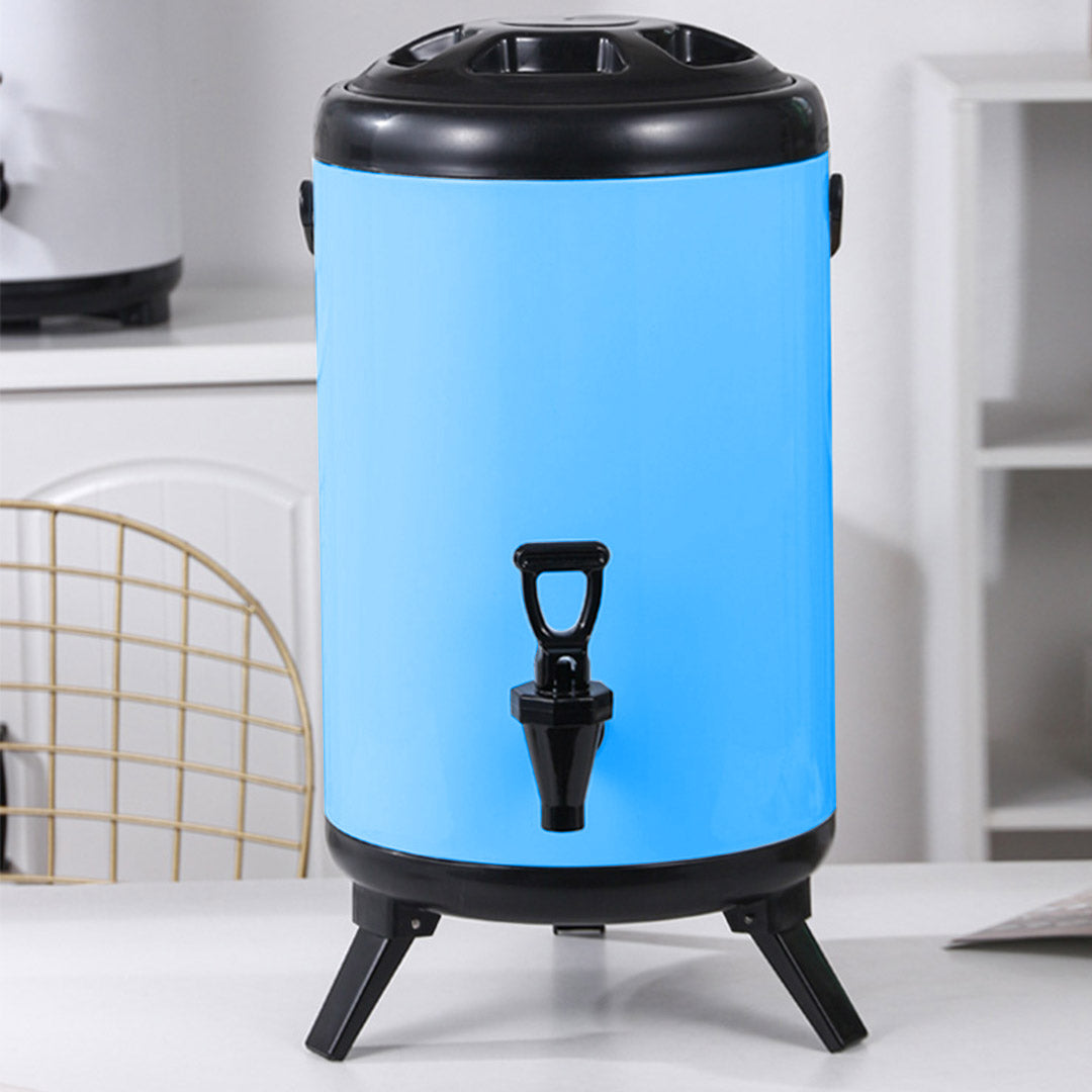 Soga 4 X 12 L Stainless Steel Insulated Milk Tea Barrel Hot And Cold Beverage Dispenser Container With Faucet Blue