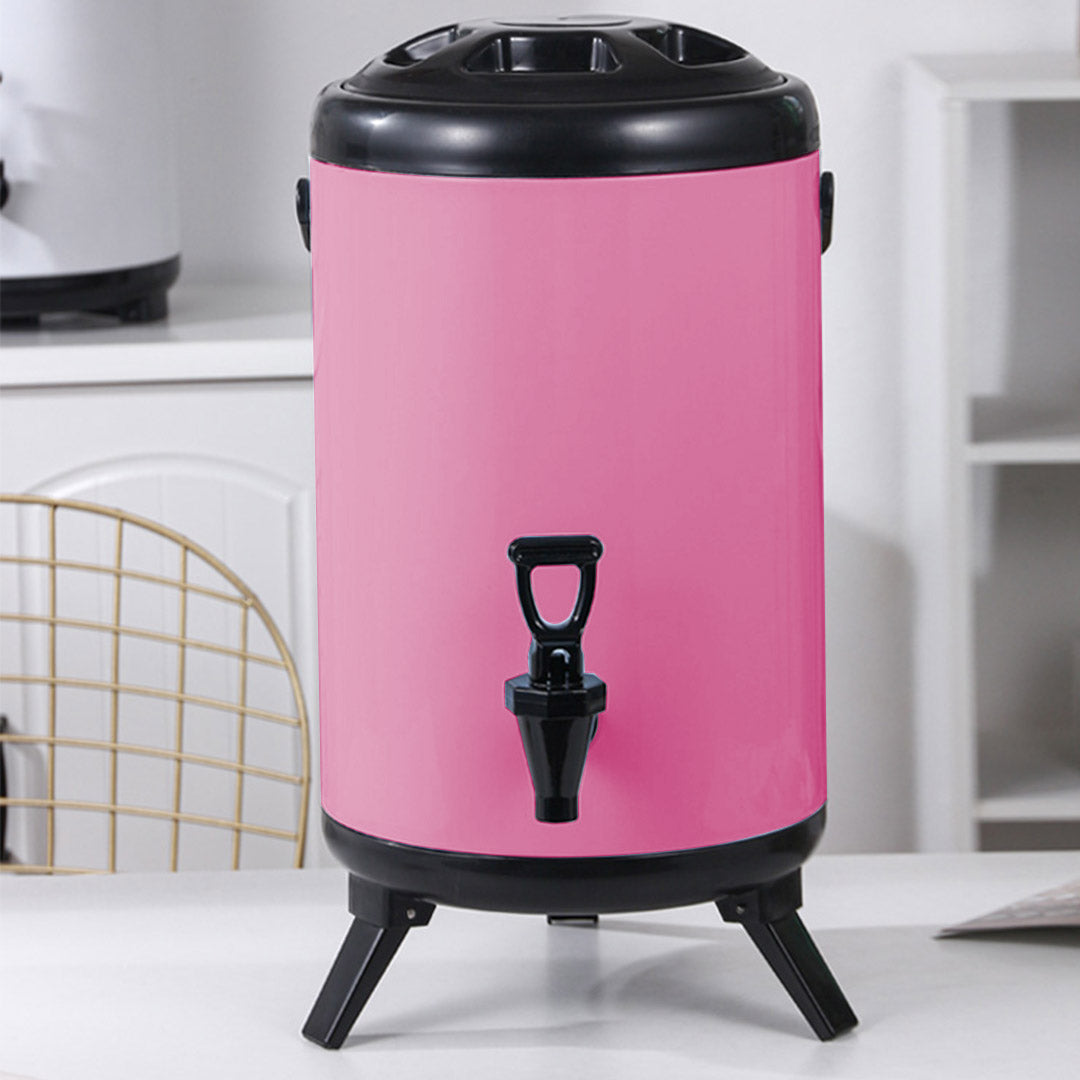 Soga 4 X 14 L Stainless Steel Insulated Milk Tea Barrel Hot And Cold Beverage Dispenser Container With Faucet Pink
