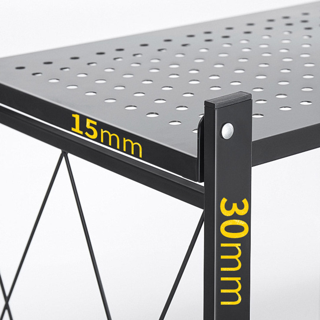 Soga 4 Tier Steel Black Foldable Kitchen Cart Multi Functional Shelves Portable Storage Organizer With Wheels