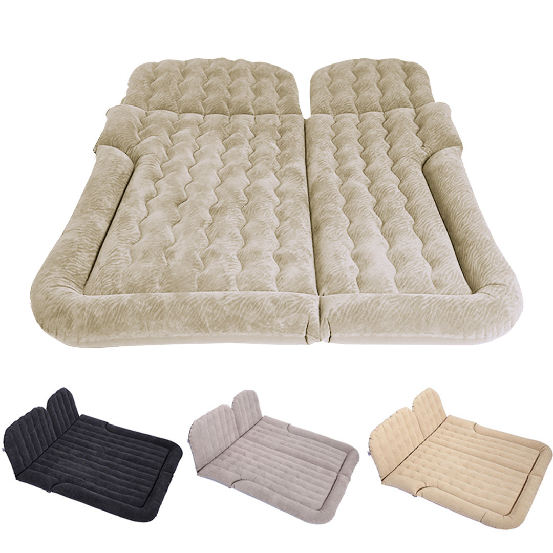2X Beige Inflatable Car Boot Mattress Portable Camping Air Bed Travel Sleeping Essentials