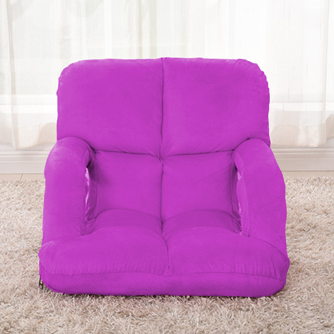 Soga 2 X Foldable Lounge Cushion Adjustable Floor Lazy Recliner Chair With Armrest Purple