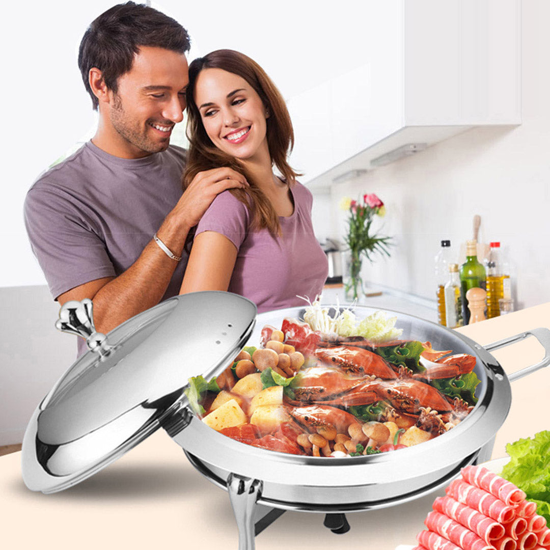 Soga 4 X Stainless Steel Round Buffet Chafing Dish Cater Food Warmer Chafer With Glass Top Lid