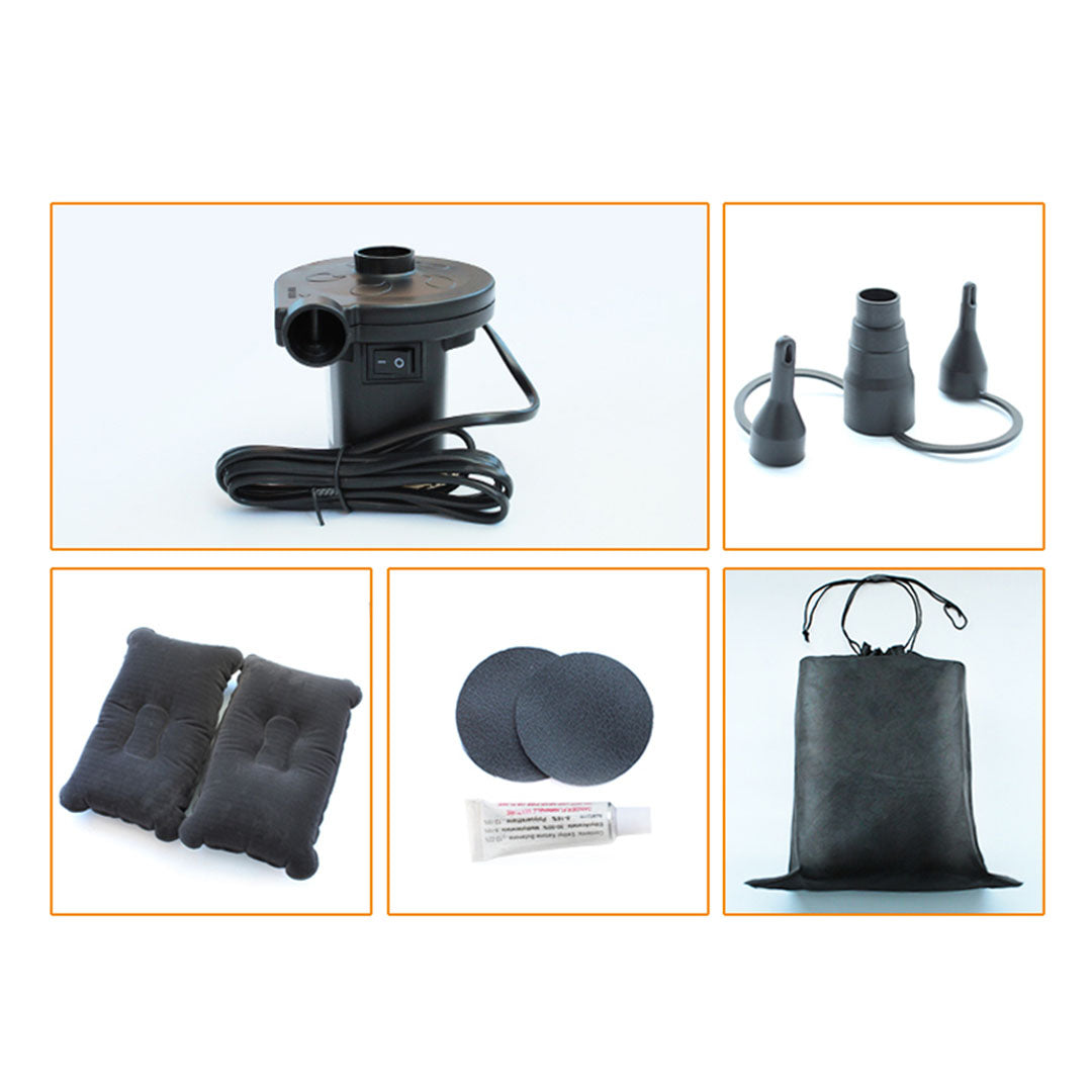 Black Ripple Inflatable Car Mattress Portable Camping Air Bed Travel Sleeping Kit Essentials