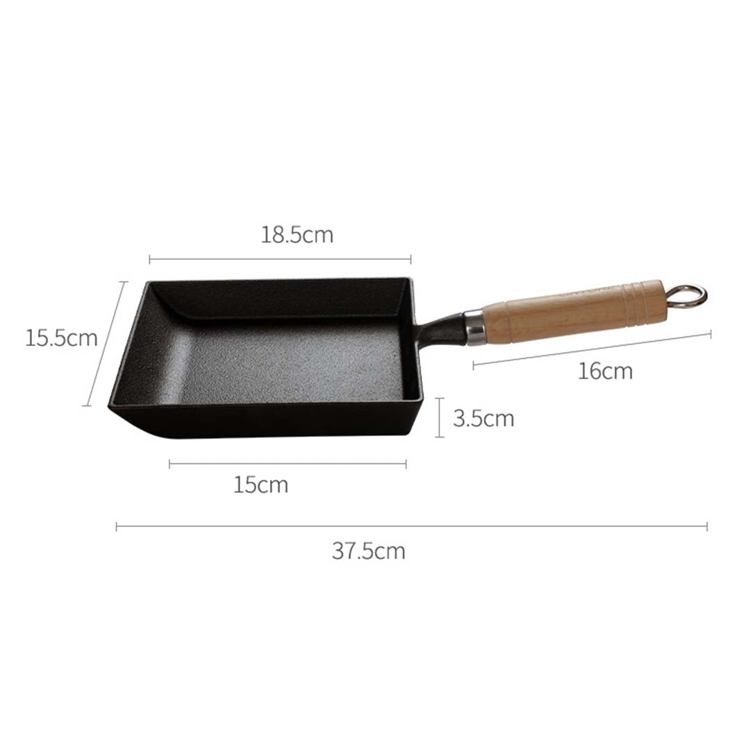 Soga 2 X Cast Iron Tamagoyaki Japanese Omelette Egg Frying Skillet Fry Pan Wooden Handle