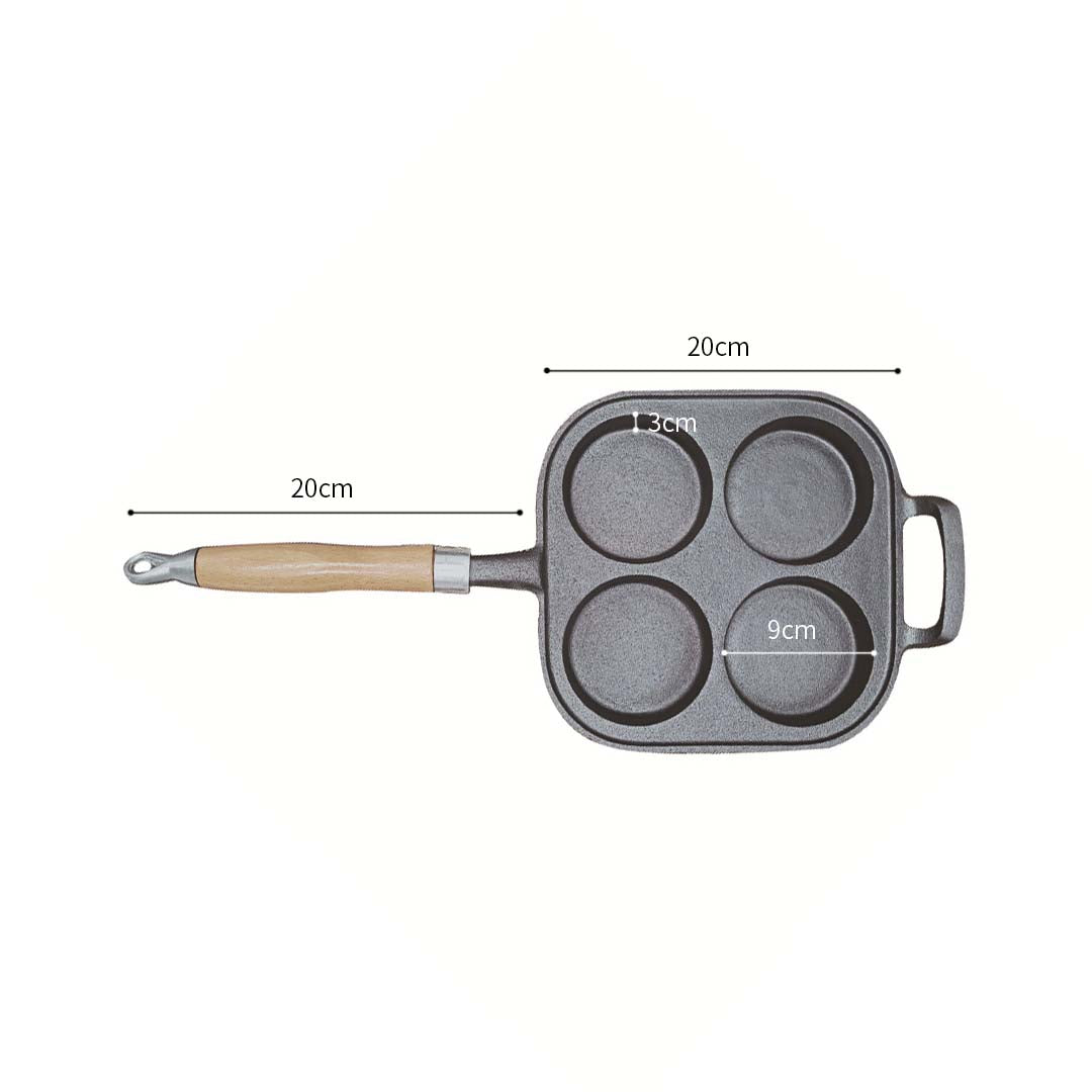 Soga 2 X 4 Mold Cast Iron Breakfast Fried Egg Pancake Omelette Fry Pan