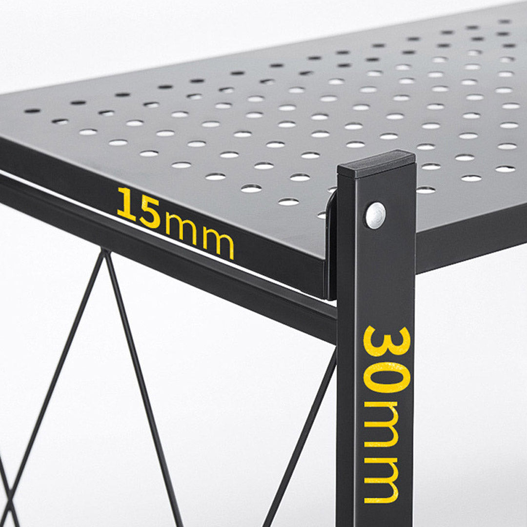 Soga 2 X 4 Tier Steel Black Foldable Kitchen Cart Multi Functional Shelves Portable Storage Organizer With Wheels