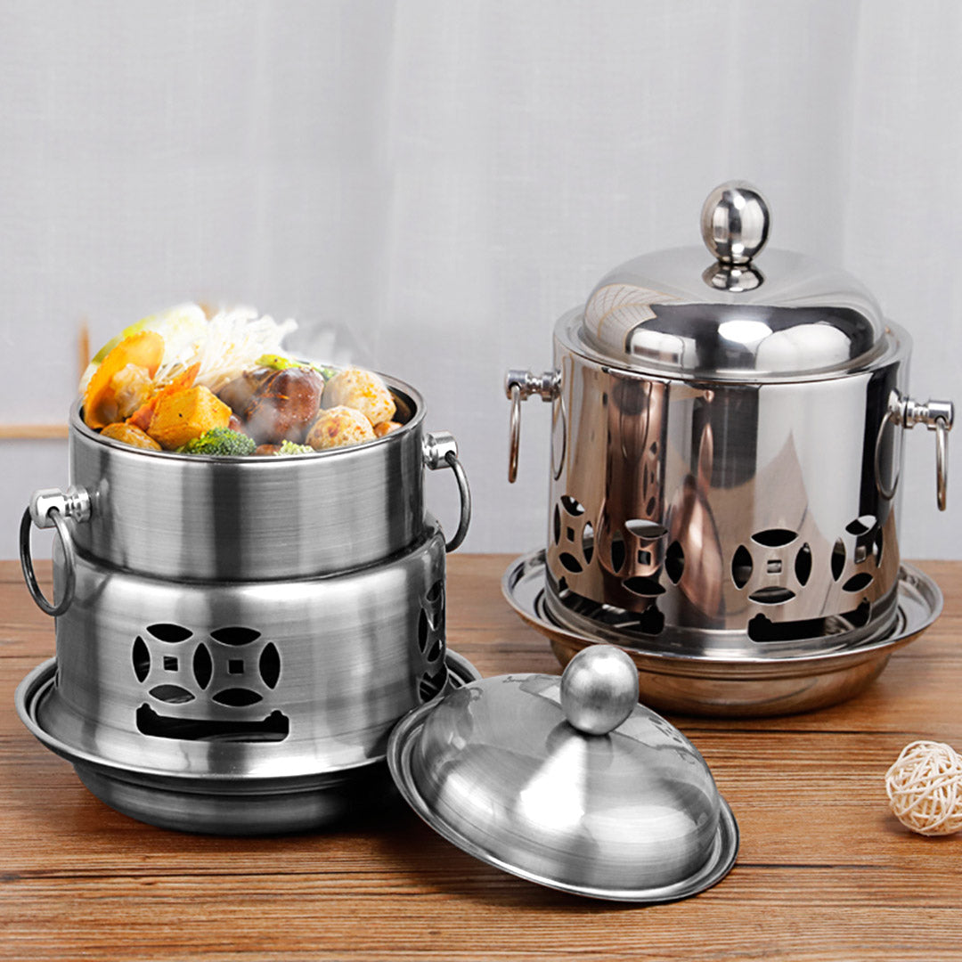 Soga Stainless Steel Mini Asian Buffet Hot Pot Single Person Shabu Alcohol Stove Burner With Lid