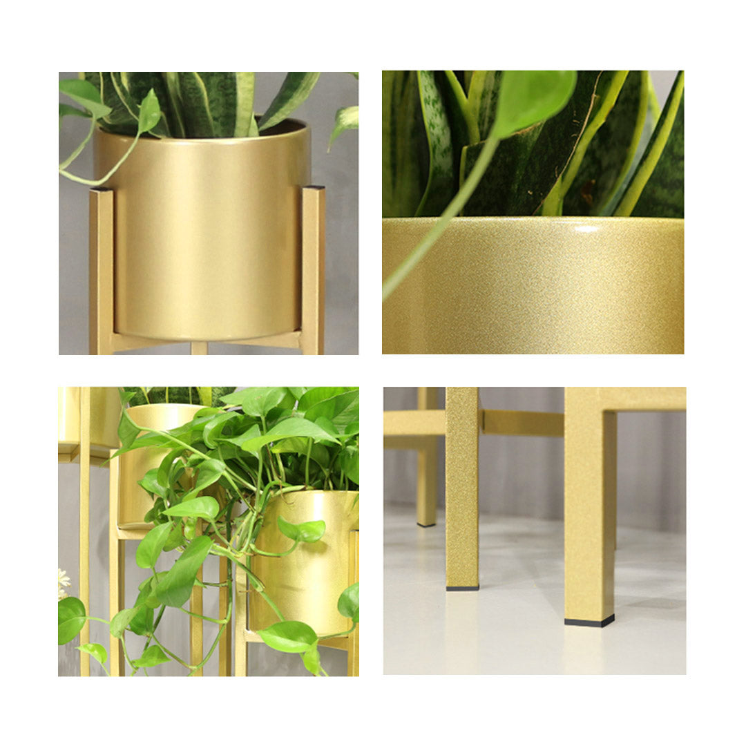 Soga 2 X 75cm Gold Metal Plant Stand With Flower Pot Holder Corner Shelving Rack Indoor Display