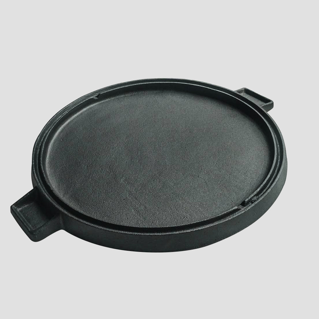 Soga 2 X 43cm Round Ribbed Cast Iron Frying Pan Skillet Steak Sizzle Platter With Handle