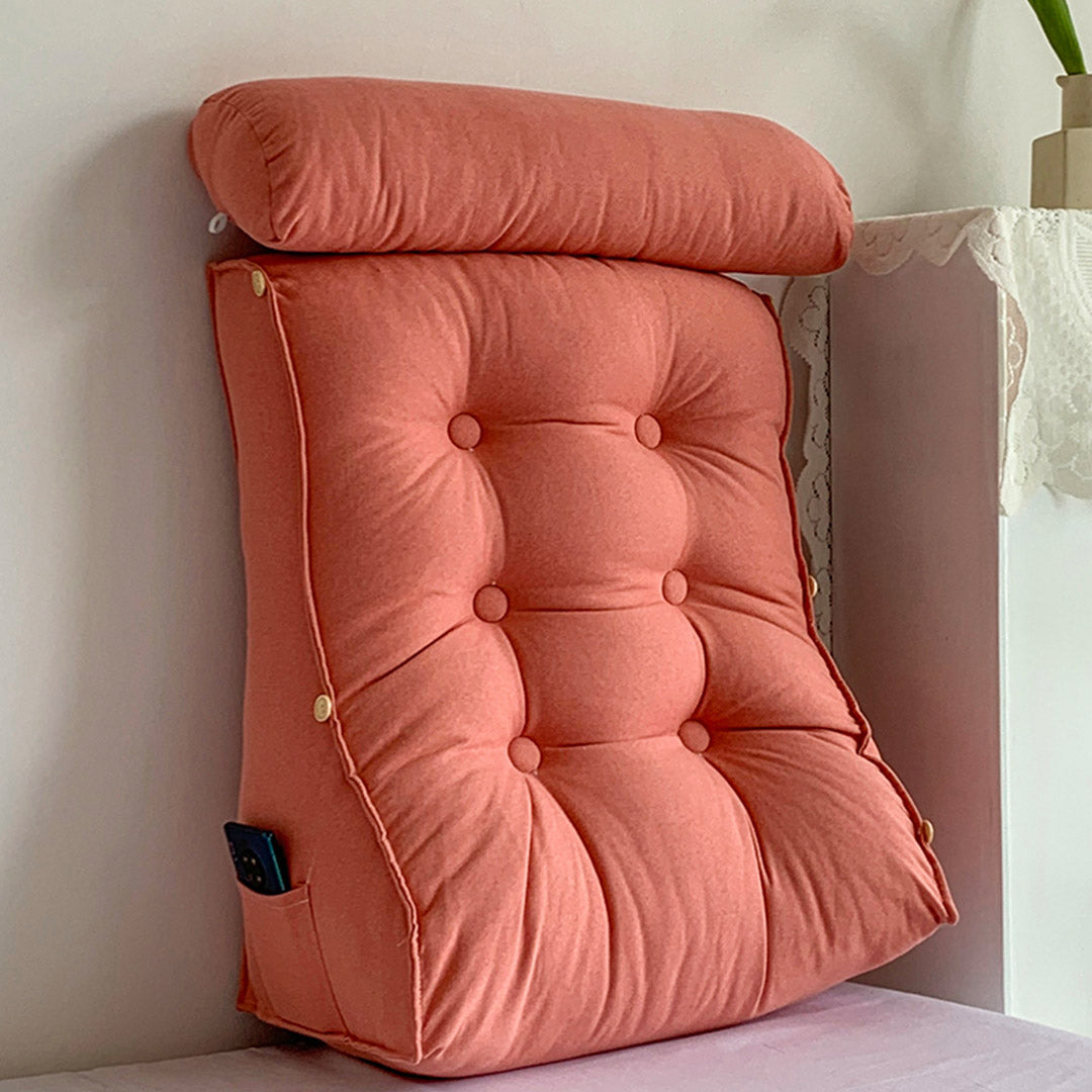 Soga 45cm Peach Triangular Wedge Lumbar Pillow Headboard Backrest Sofa Bed Cushion Home Decor