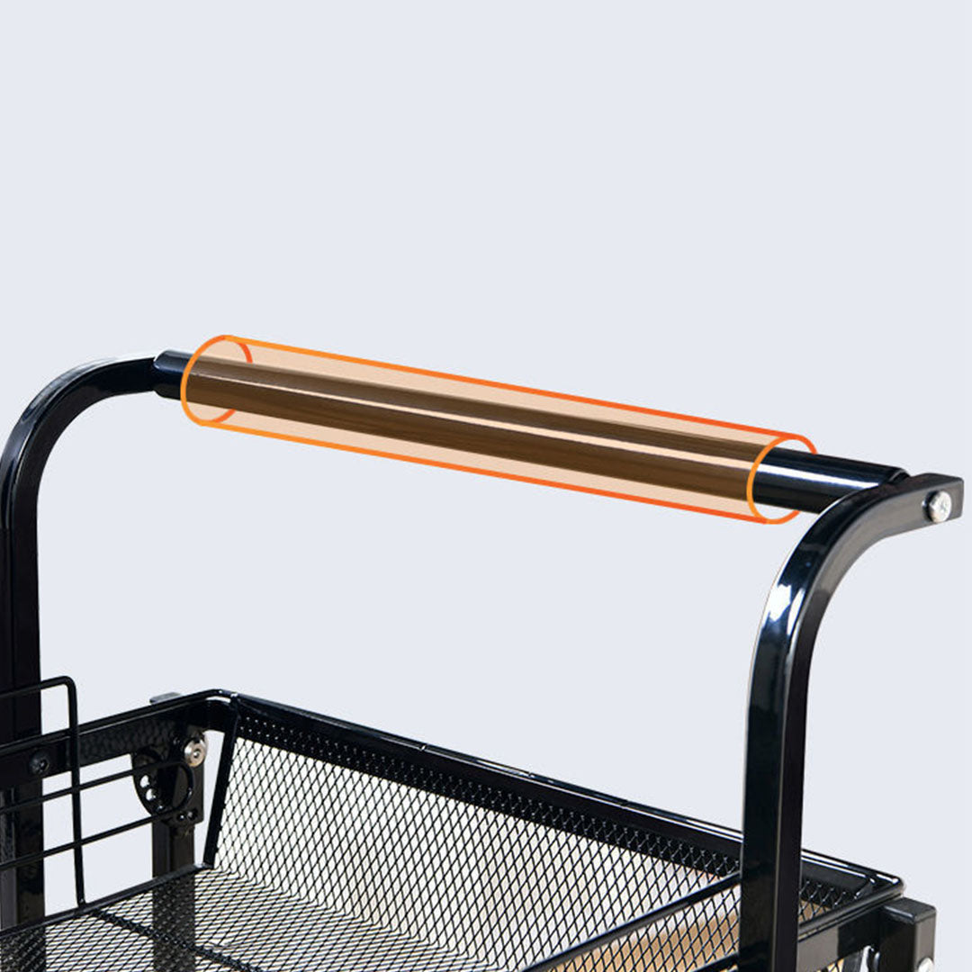 Soga 3 Tier Steel Black Adjustable Kitchen Cart Multi Functional Shelves Portable Storage Organizer With Wheels