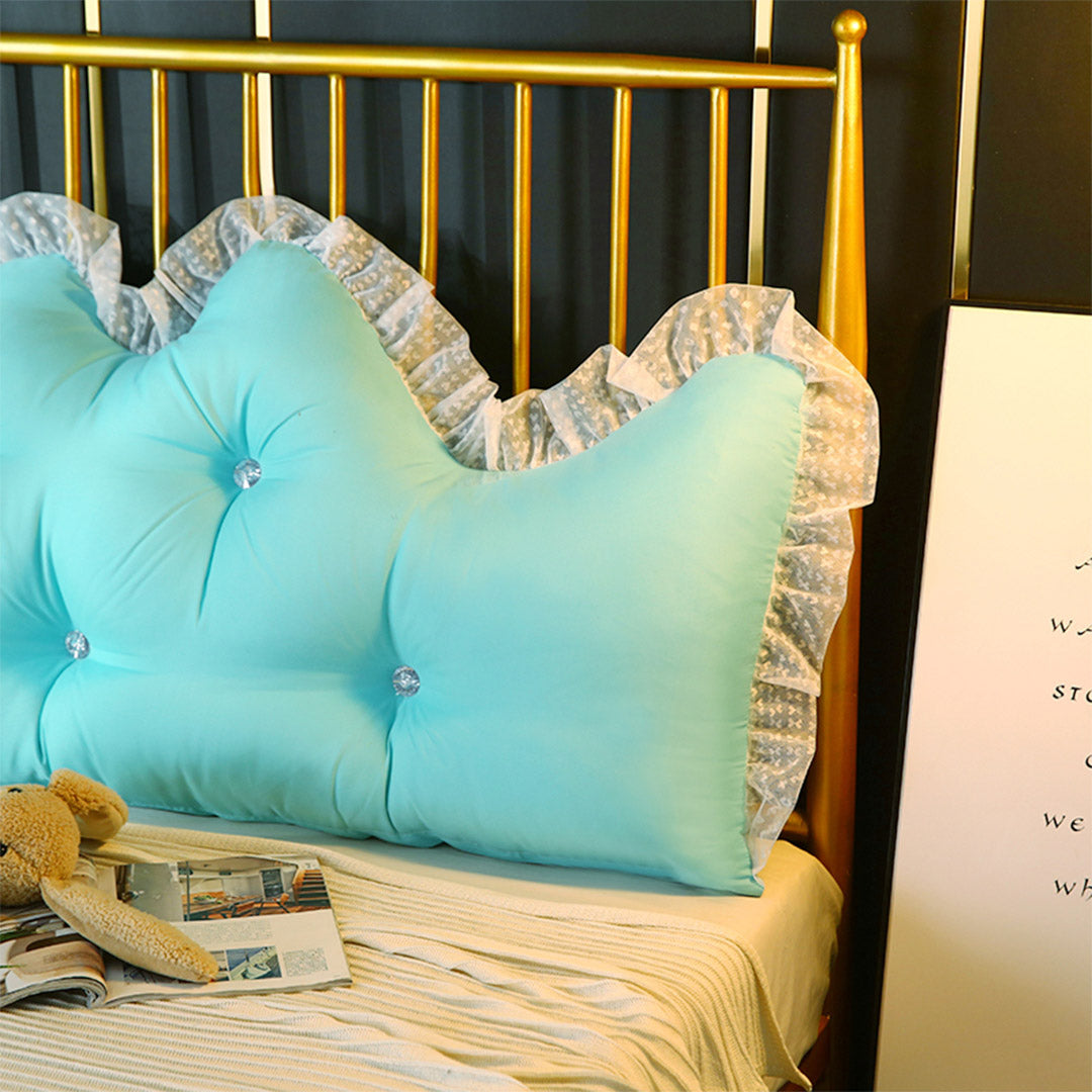 Soga 2 X 180cm Light Blue Princess Bed Pillow Headboard Backrest Bedside Tatami Sofa Cushion With Ruffle Lace Home Decor