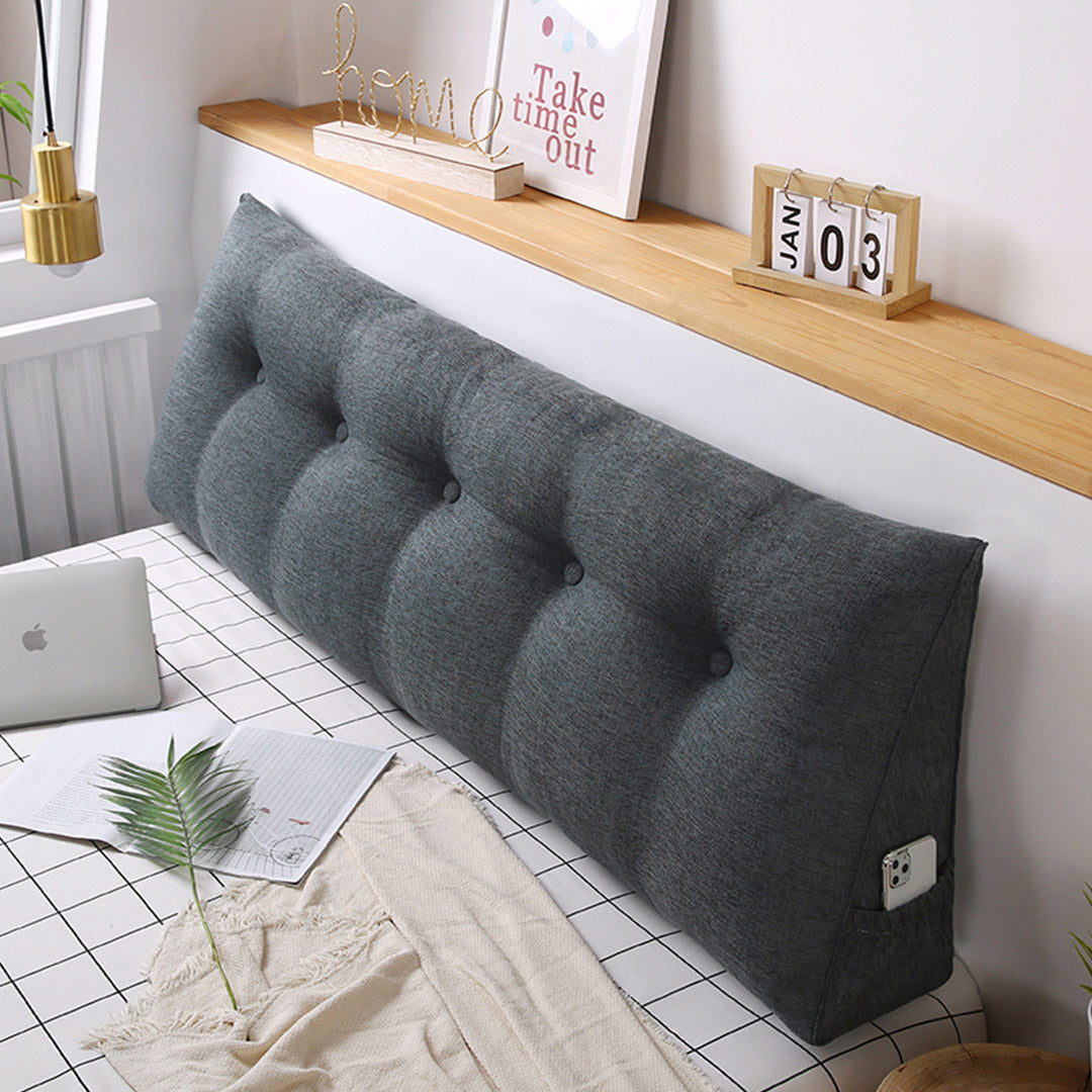 Soga 100cm Grey Triangular Wedge Bed Pillow Headboard Backrest Bedside Tatami Cushion Home Decor