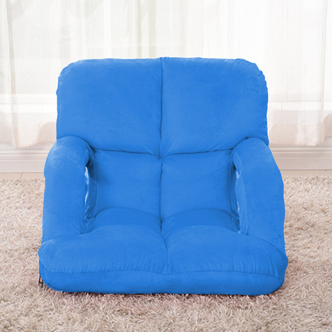 Soga 4 X Foldable Lounge Cushion Adjustable Floor Lazy Recliner Chair With Armrest Blue