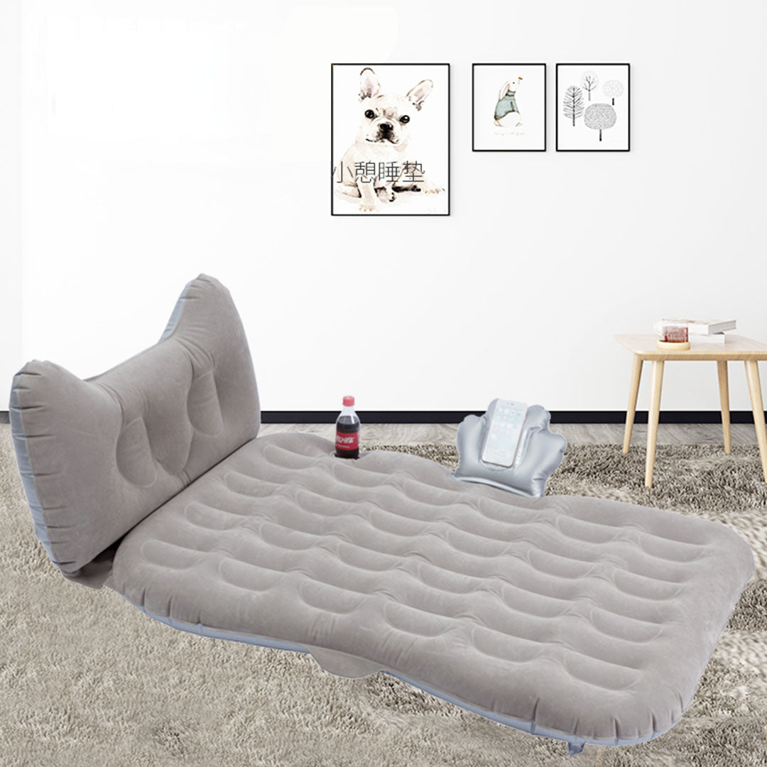 Grey Honeycomb Inflatable Car Mattress Portable Camping Air Bed Travel Sleeping Kit Essentials