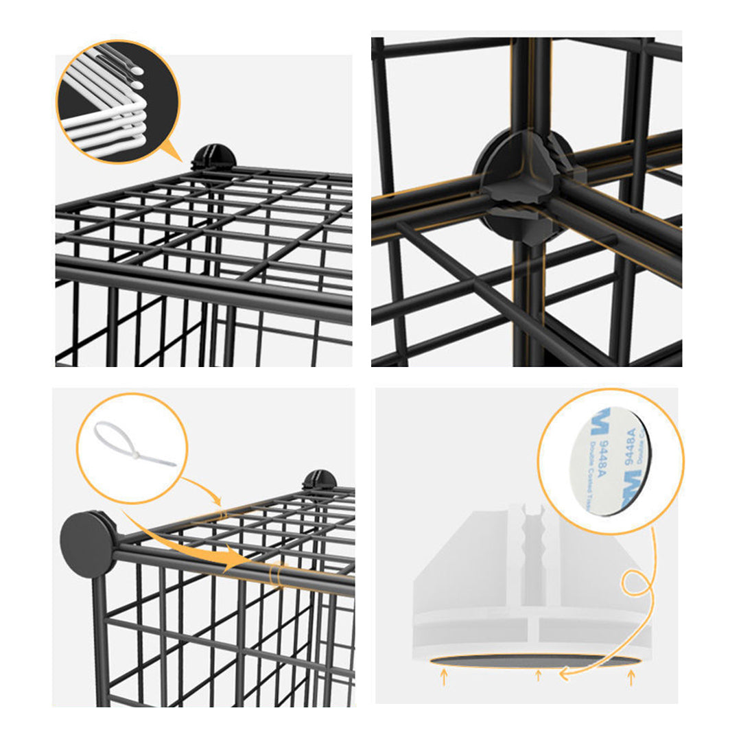 Black Portable Single Cube Storage Organiser Foldable DIY Modular Grid Space Saving Shelf