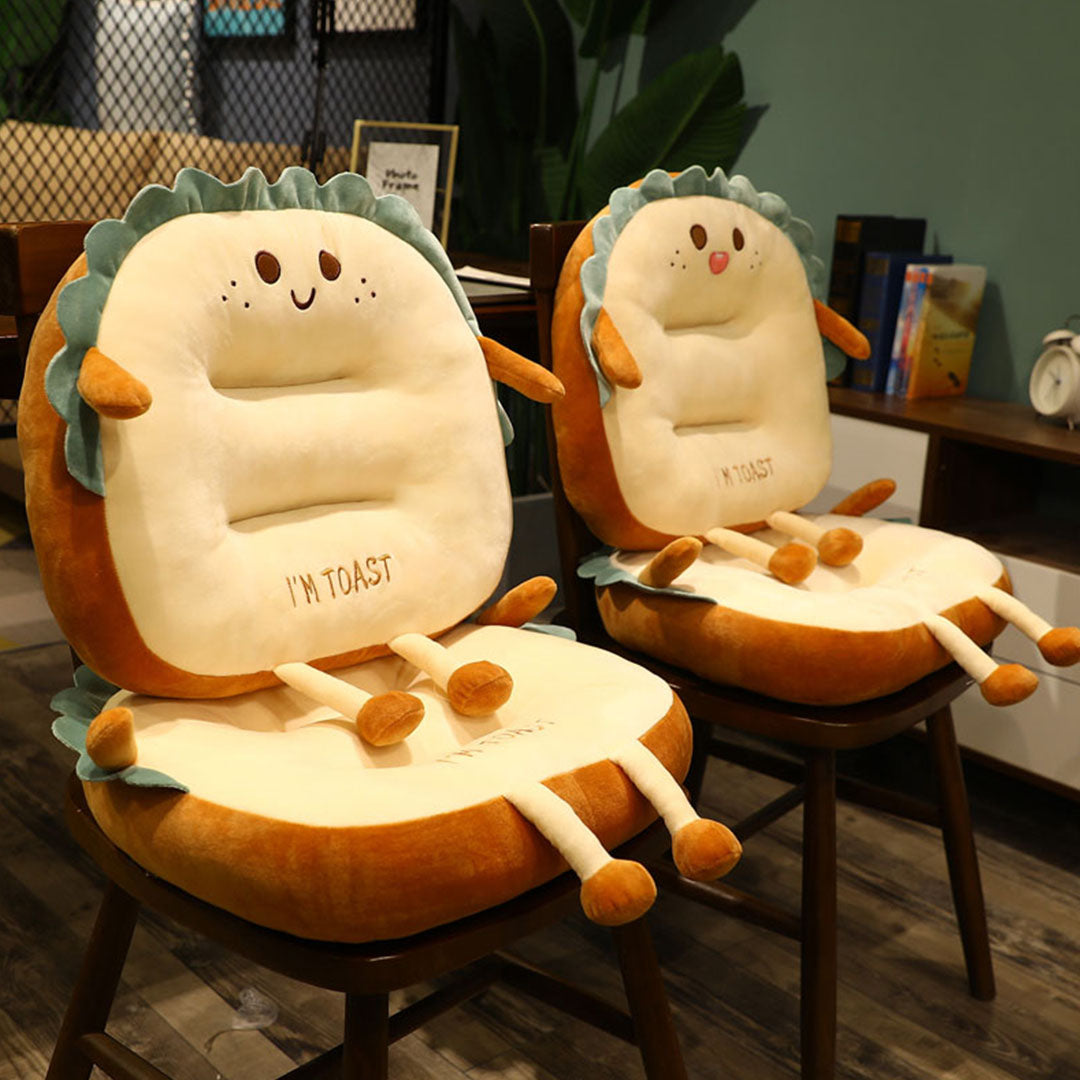 2X Smiley Face Toast Bread Cushion Stuffed Car Seat Plush Cartoon Back Support Pillow Home Decor