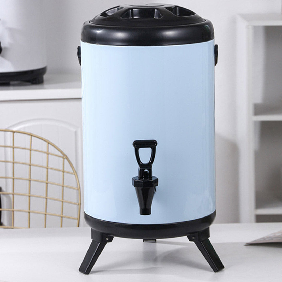 Soga 8 X 18 L Stainless Steel Insulated Milk Tea Barrel Hot And Cold Beverage Dispenser Container With Faucet White