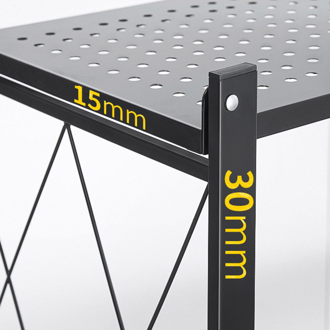 Soga 2 X 5 Tier Steel Black Foldable Kitchen Cart Multi Functional Shelves Portable Storage Organizer With Wheels