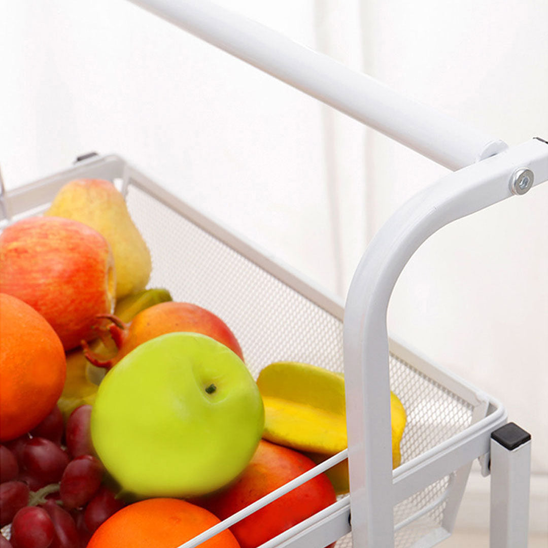 Soga 2 X 3 Tier Steel White Adjustable Kitchen Cart Multi Functional Shelves Portable Storage Organizer With Wheels