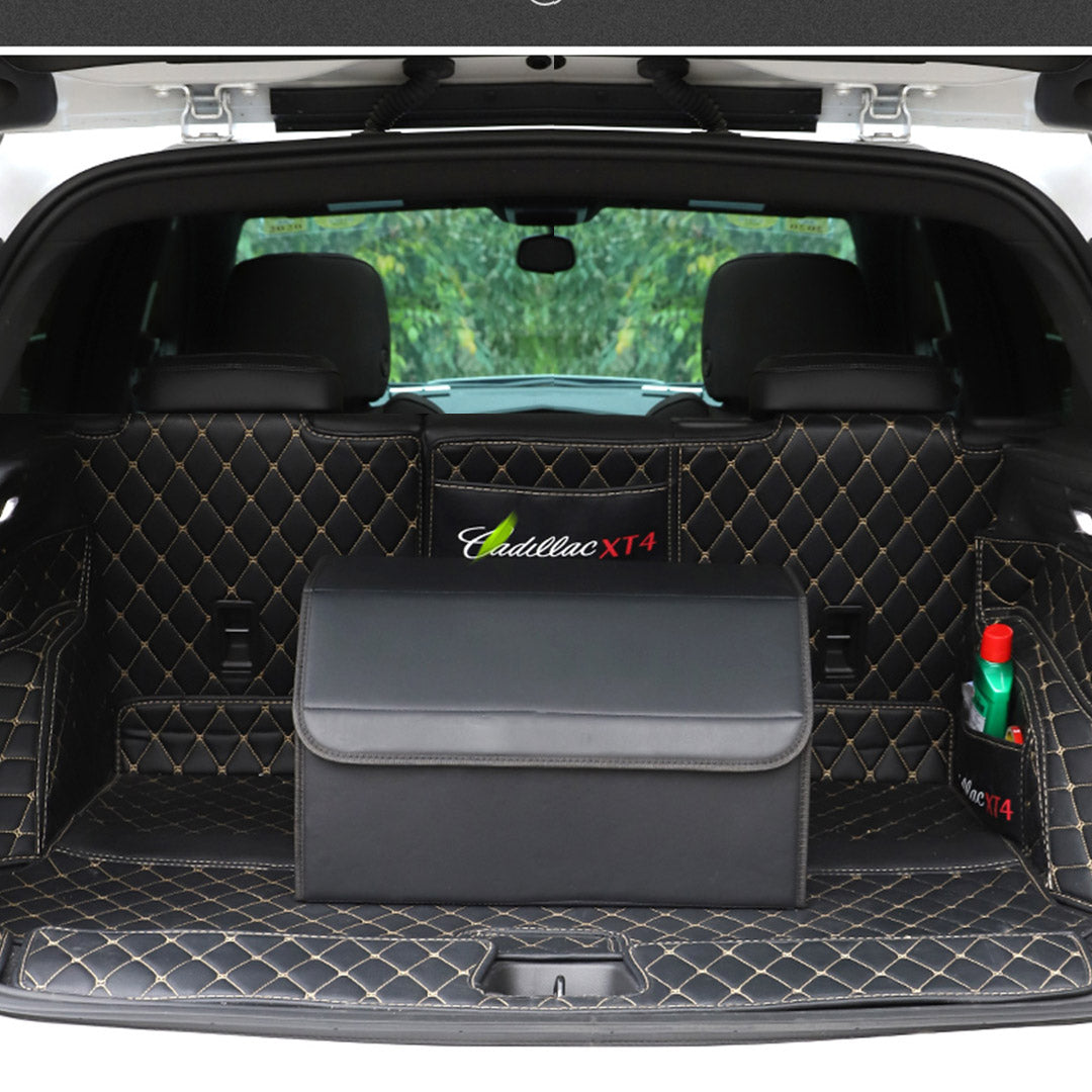 Soga 4 X Leather Car Boot Collapsible Foldable Trunk Cargo Organizer Portable Storage Box Black Medium
