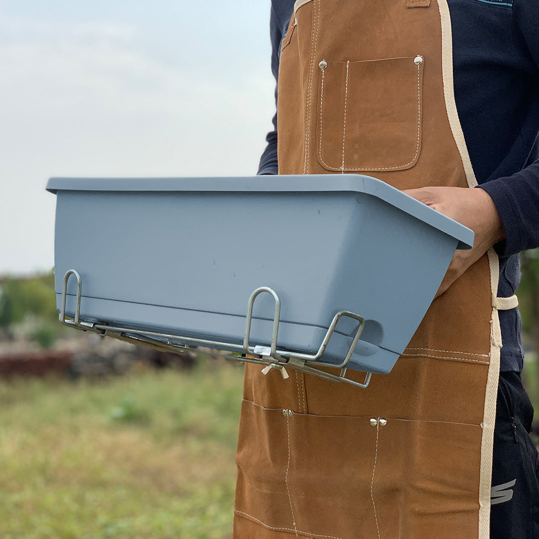 49.5cm Blue Rectangular Planter Vegetable Herb Flower Outdoor Plastic Box with Holder Balcony Garden Decor Set of 5