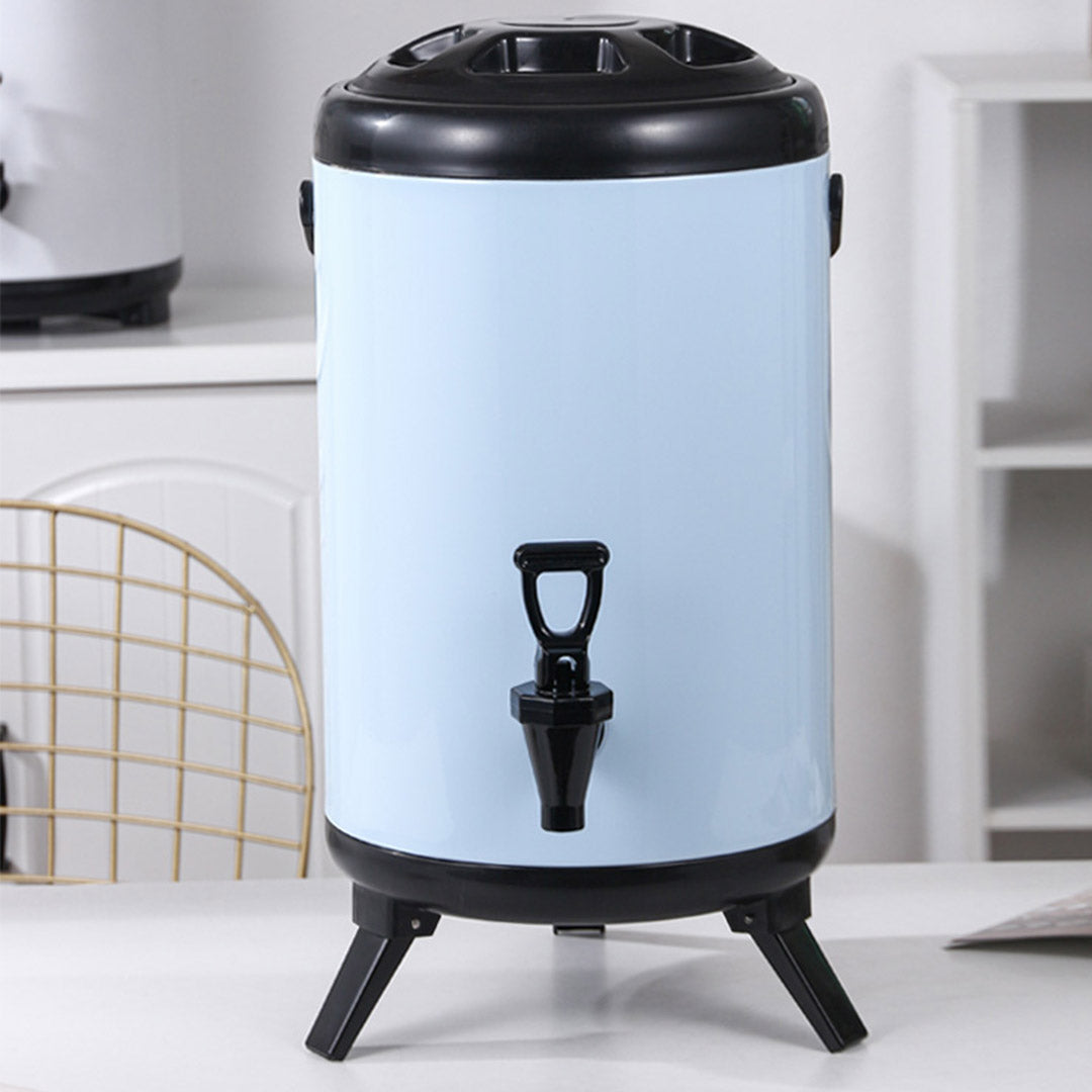Soga 8 X 16 L Stainless Steel Insulated Milk Tea Barrel Hot And Cold Beverage Dispenser Container With Faucet White