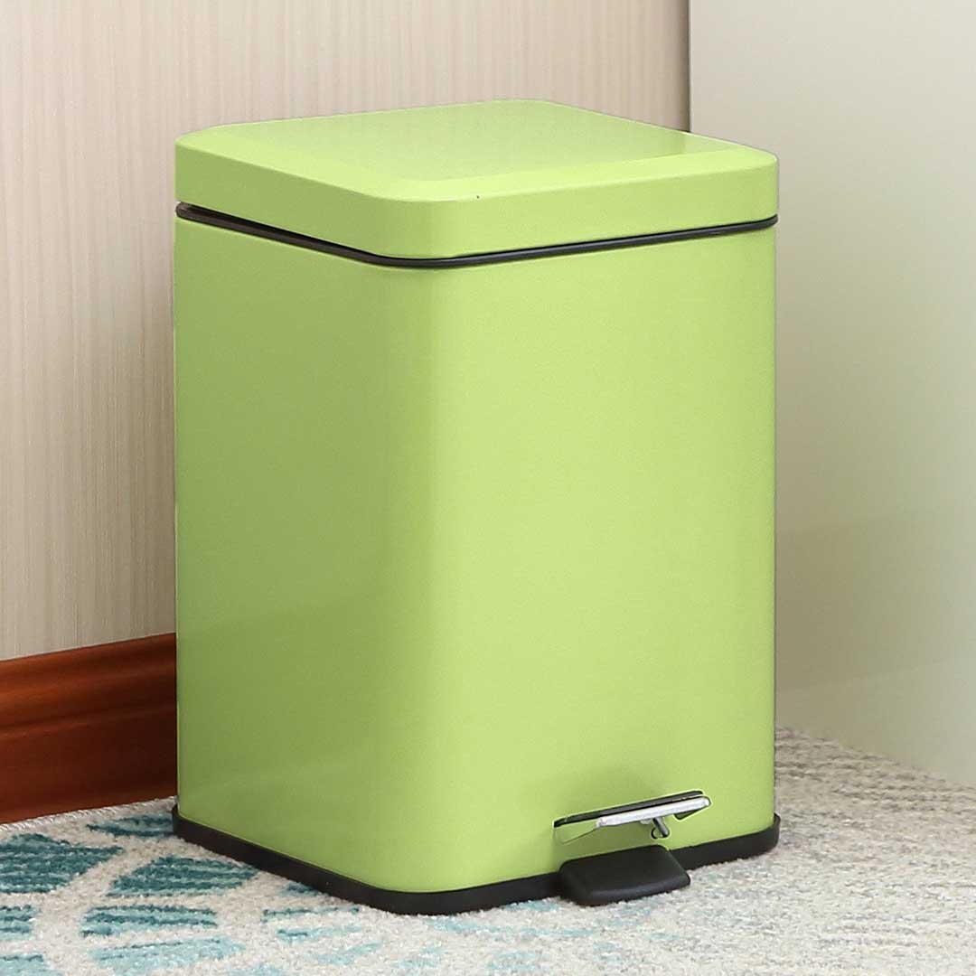 Soga 2 X 12 L Foot Pedal Stainless Steel Rubbish Recycling Garbage Waste Trash Bin Square Green