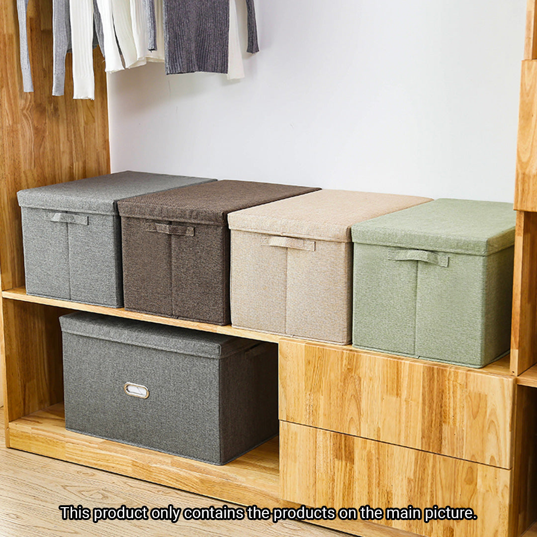 2X Coffee Large Foldable Canvas Storage Box Cube Clothes Basket Organiser Home Decorative Box