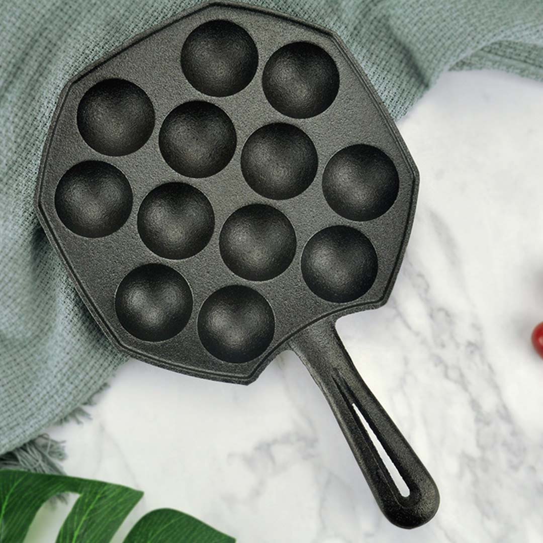 Soga 2 X 18 Cm Cast Iron Takoyaki Fry Pan Octopus Balls Maker 12 Hole Cavities Grill Mold