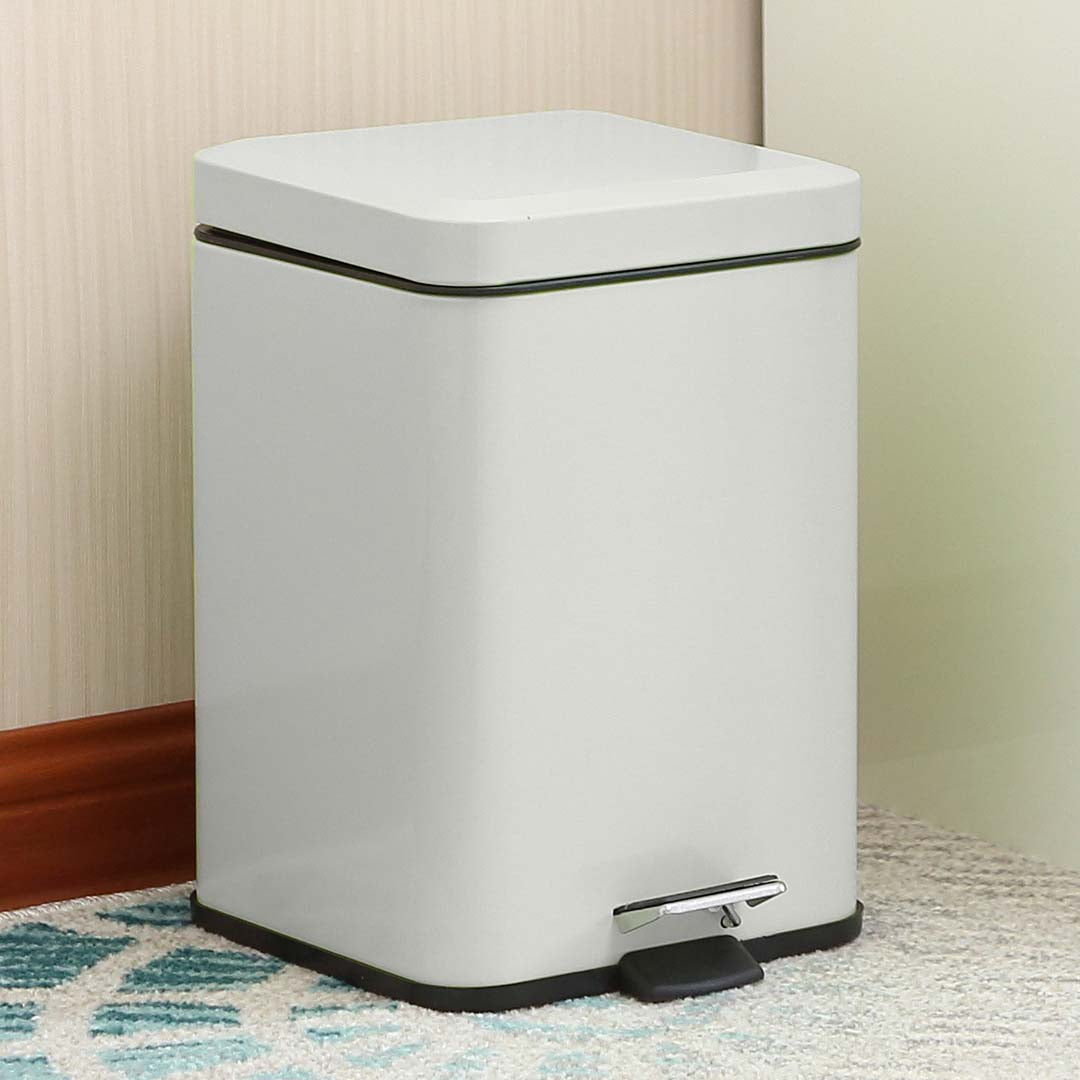 Soga Foot Pedal Stainless Steel Rubbish Recycling Garbage Waste Trash Bin Square 6 L White
