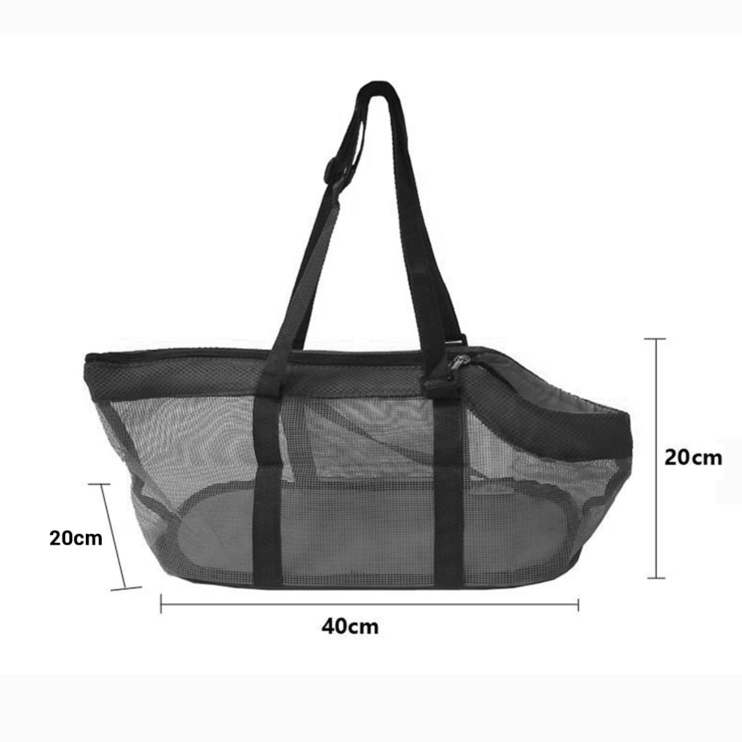 2X Black Pet Carrier Bag Breathable Net Mesh Tote Pouch Dog Cat Travel Essentials