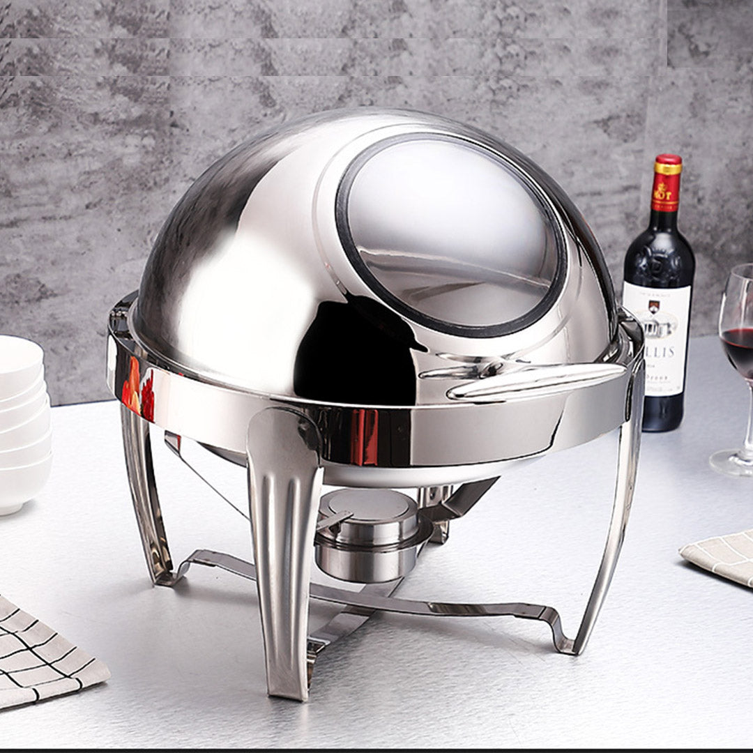 Soga 4 X 6.5 L Stainless Steel Round Soup Tureen Bowl Station Roll Top Buffet Chafing Dish Catering Chafer Food Warmer Server
