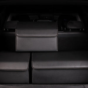Soga Leather Car Boot Collapsible Foldable Trunk Cargo Organizer Portable Storage Box Black Small