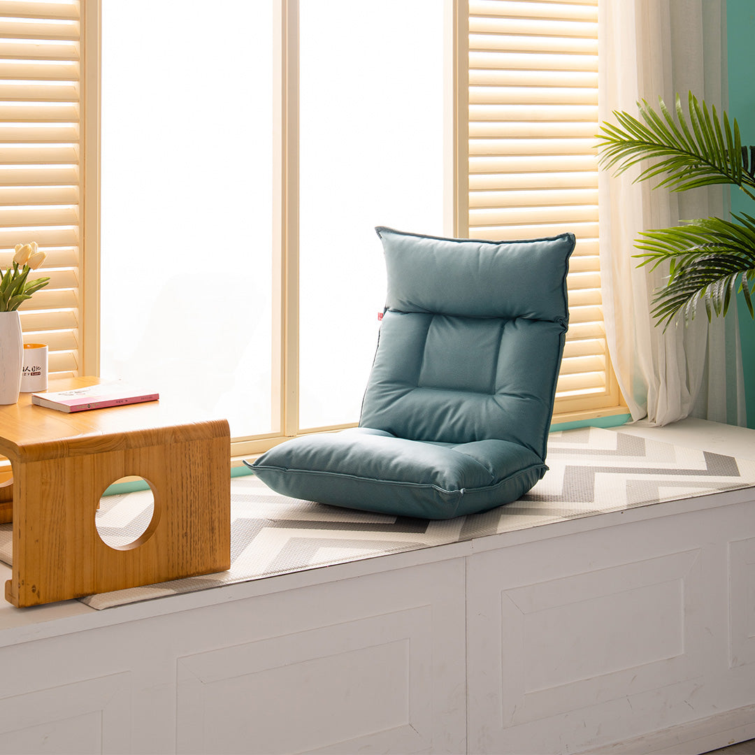 2X Blue Lounge Recliner Lazy Sofa Bed Tatami Cushion Collapsible Backrest Seat Home Office Decor