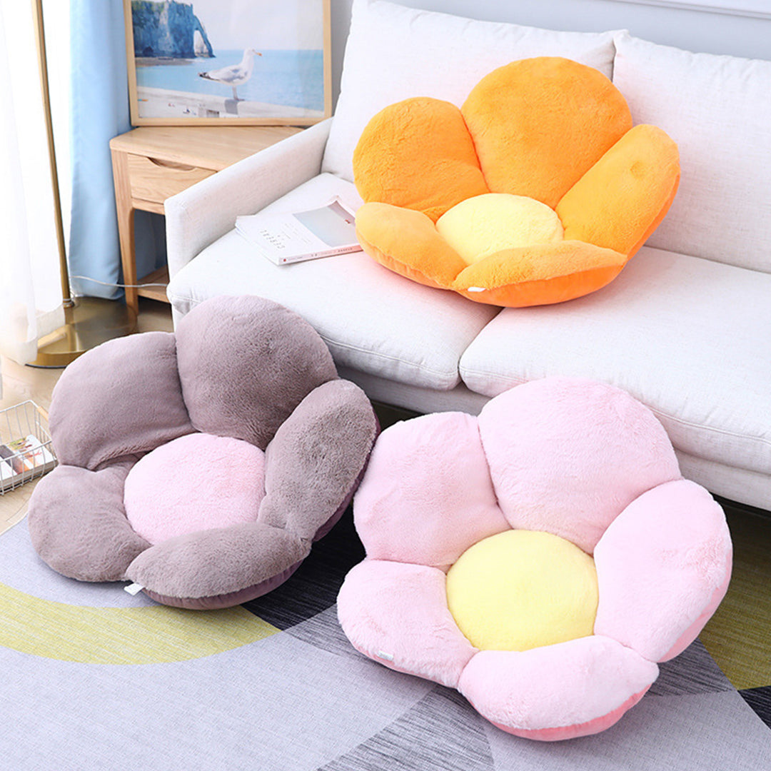 2X Orange Whimsical Big Flower Shape Cushion Soft Leaning Bedside Pad Floor Plush Pillow Home Decor