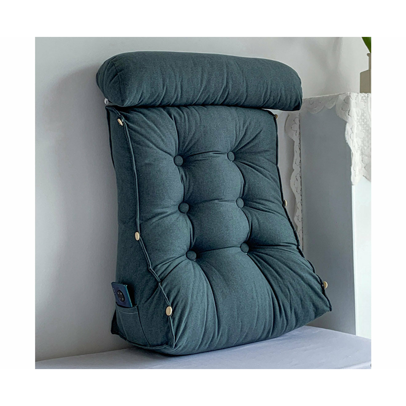 Soga 2 X 45cm Grey Triangular Wedge Lumbar Pillow Headboard Backrest Sofa Bed Cushion Home Decor